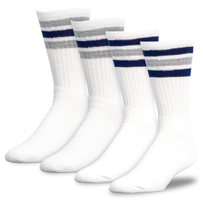 Team Spirit Striped Crew Socks (2pr) - Midnight Blue/Silver