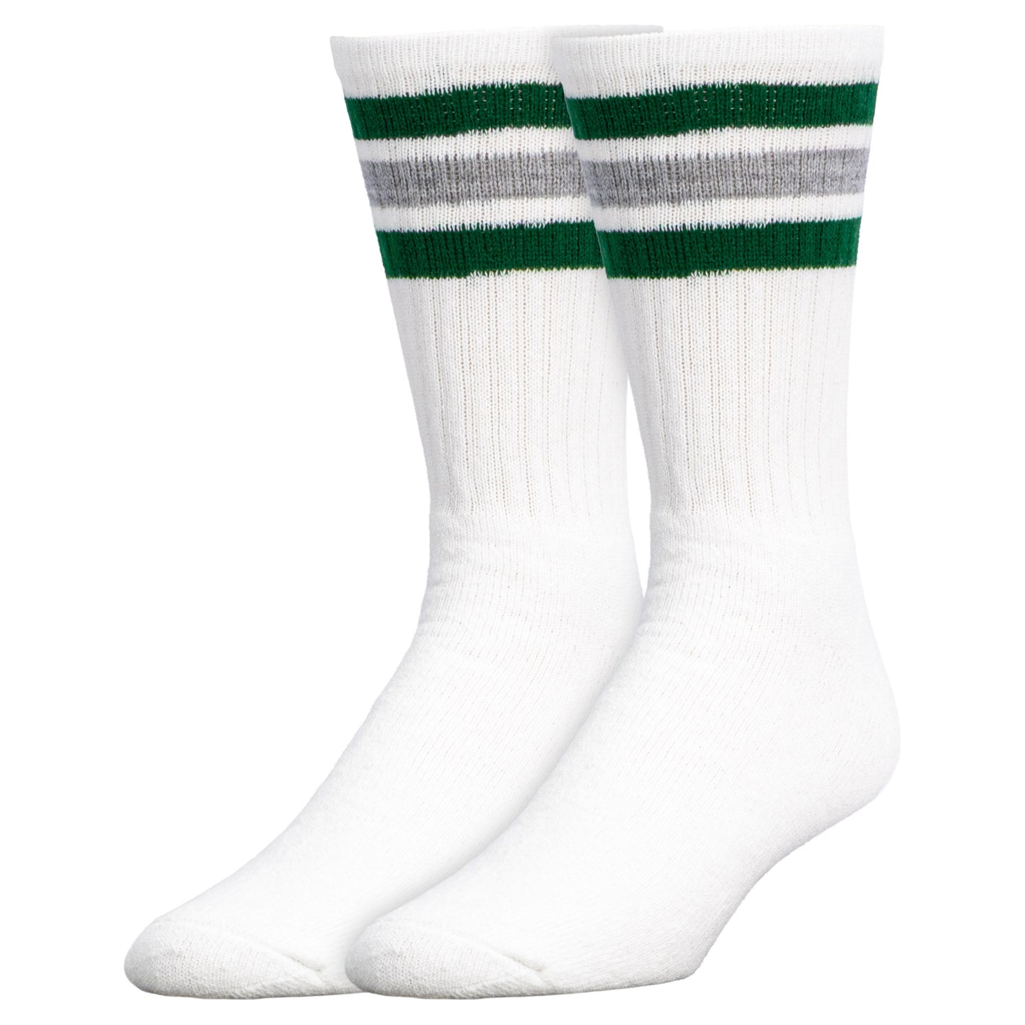 Team Spirit Striped Crew Socks (2pr) - Midnight Green/Silver