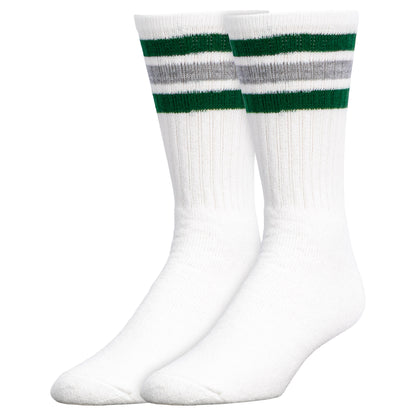 Team Spirit Striped Crew Socks (2pr) - Midnight Green/Silver