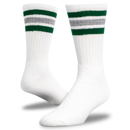 Team Spirit Striped Crew Socks (2pr) - Midnight Green/Silver