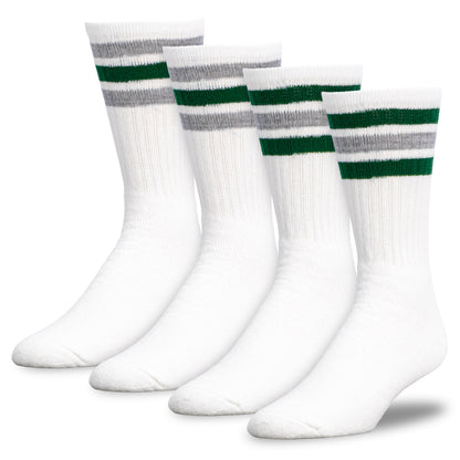 Team Spirit Striped Crew Socks (2pr) - Midnight Green/Silver