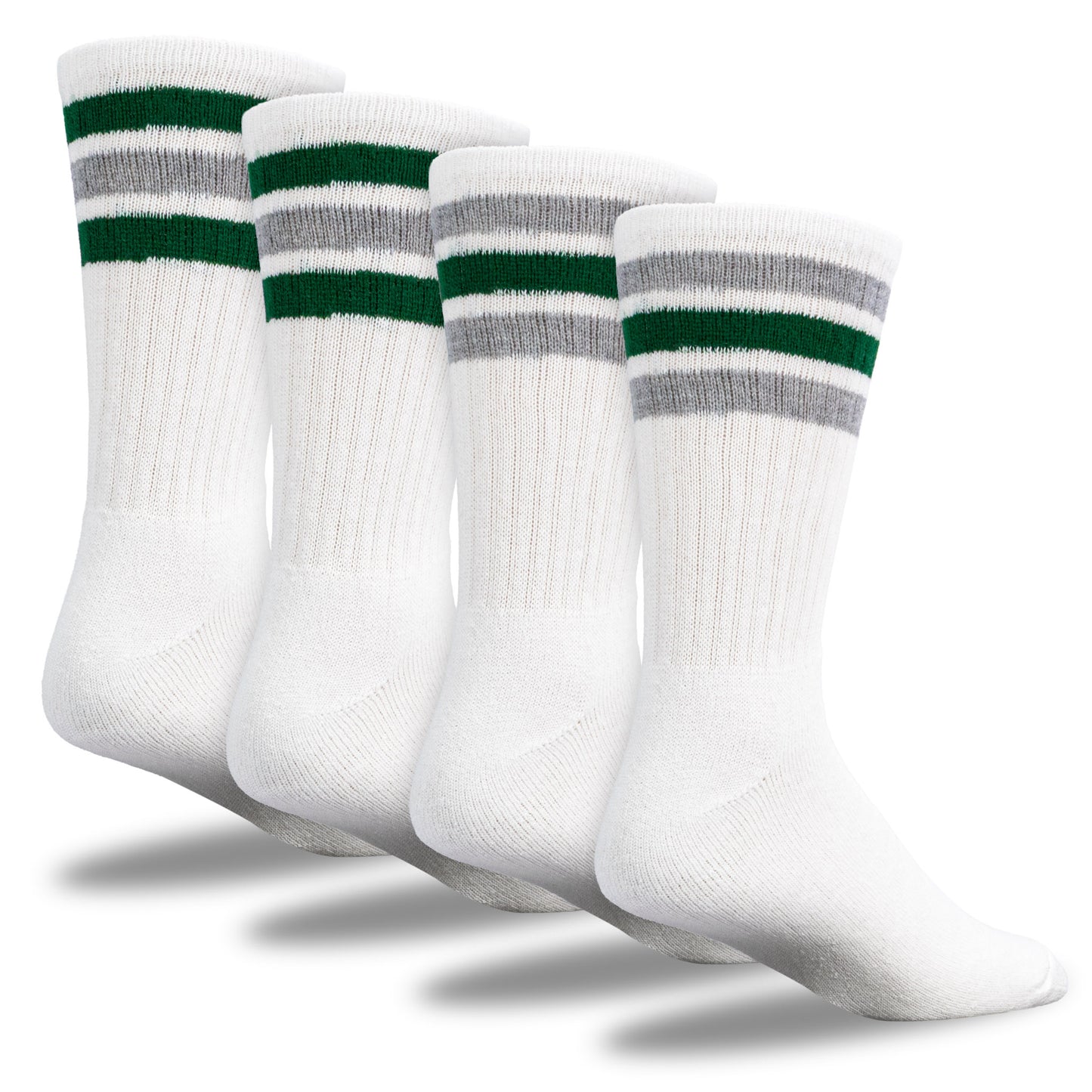 Team Spirit Striped Crew Socks (2pr) - Midnight Green/Silver