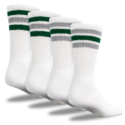 Team Spirit Striped Crew Socks (2pr) - Midnight Green/Silver