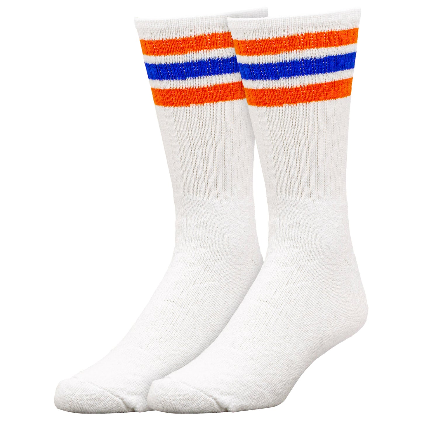 Team Spirit Striped Crew Socks (2pr) - Orange/Blue