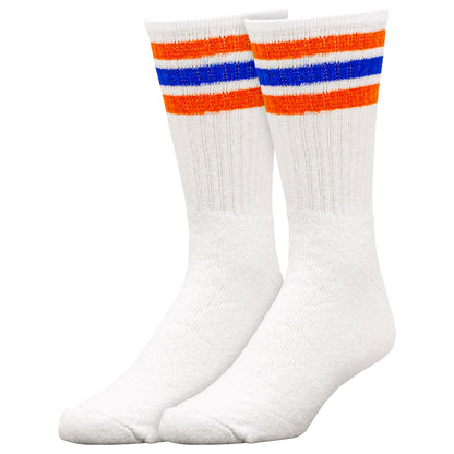 Team Spirit Striped Crew Socks (2pr) - Orange/Blue