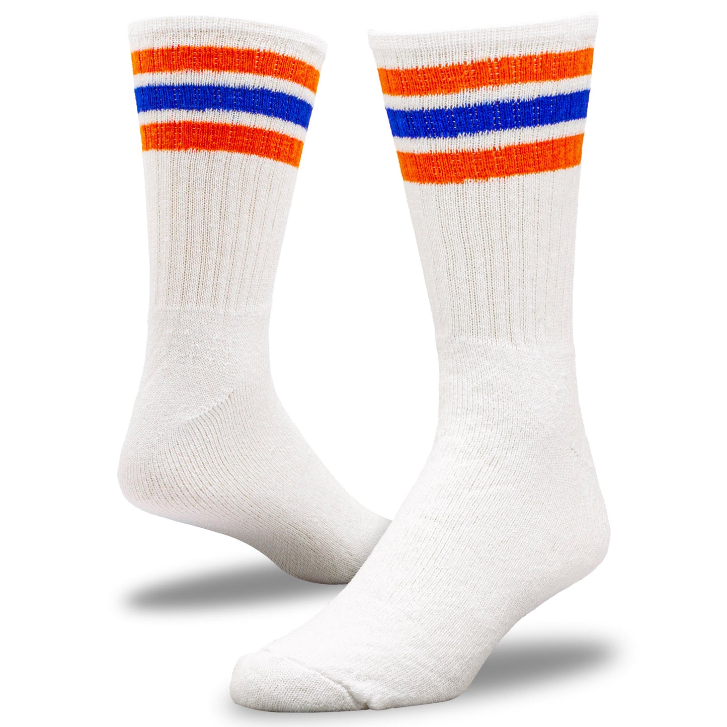 Team Spirit Striped Crew Socks (2pr) - Orange/Blue