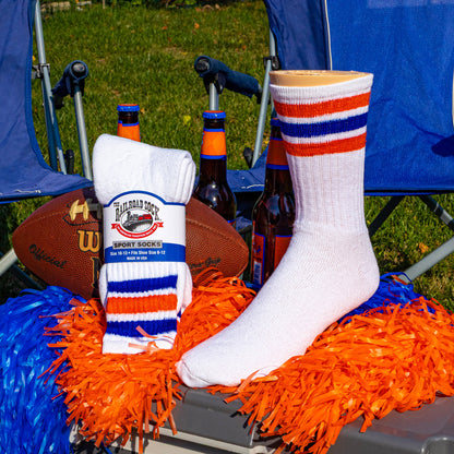 Team Spirit Striped Crew Socks (2pr) - Orange/Blue