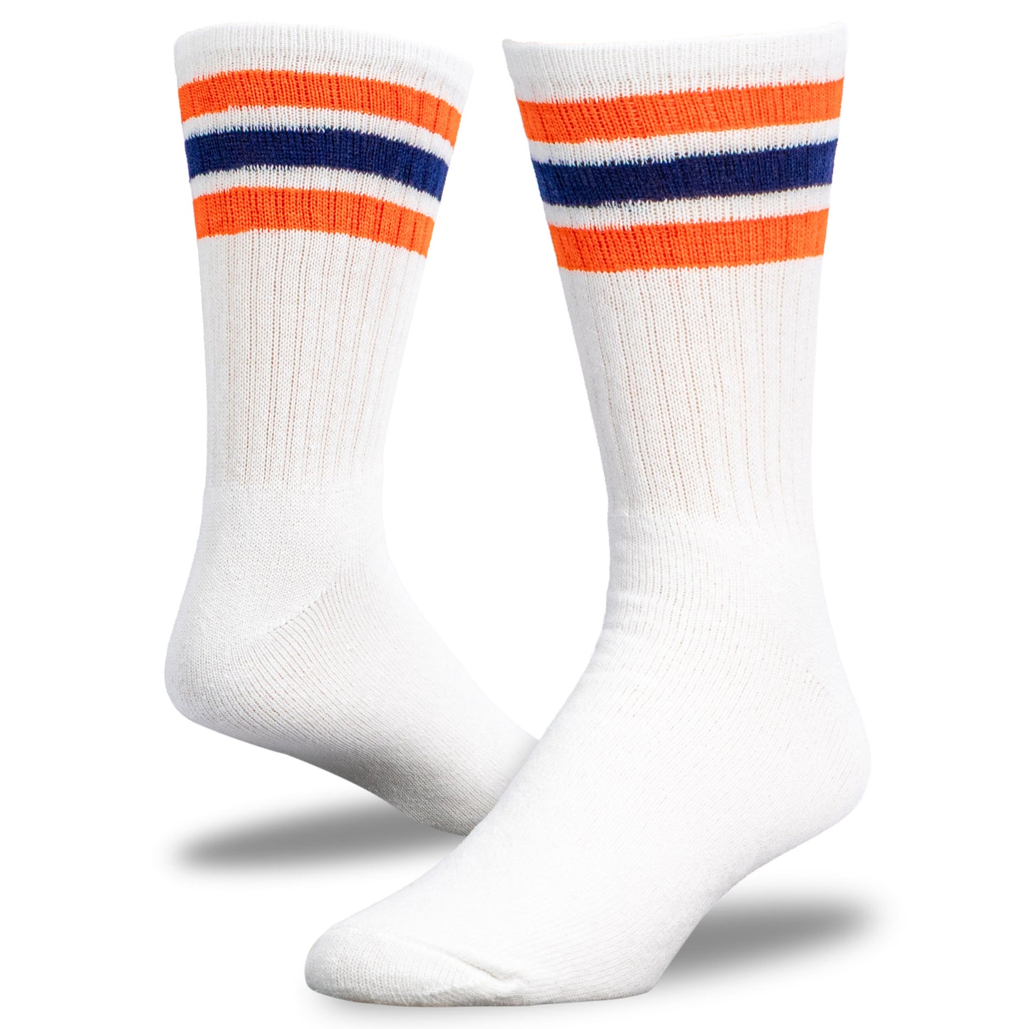 Team Spirit Striped Crew Socks (2pr) - Midnight Blue/Orange