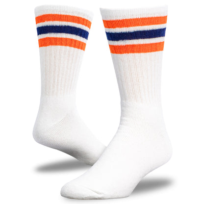 Team Spirit Striped Crew Socks (2pr) - Midnight Blue/Orange