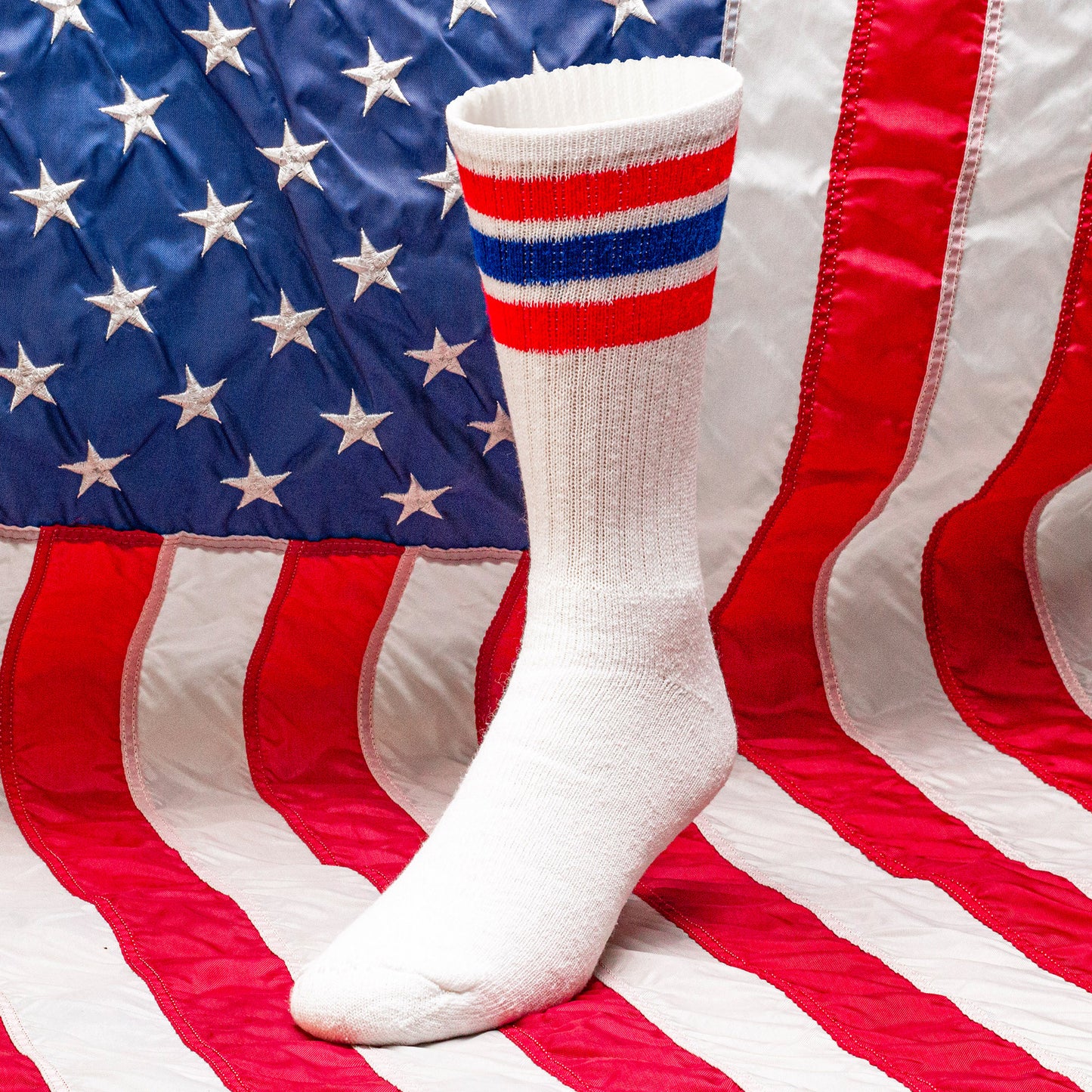Men's "Americana" Striped Crew Socks (2pr)
