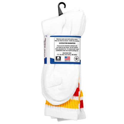 Team Spirit Striped Crew Socks (2pr) - Red/Gold