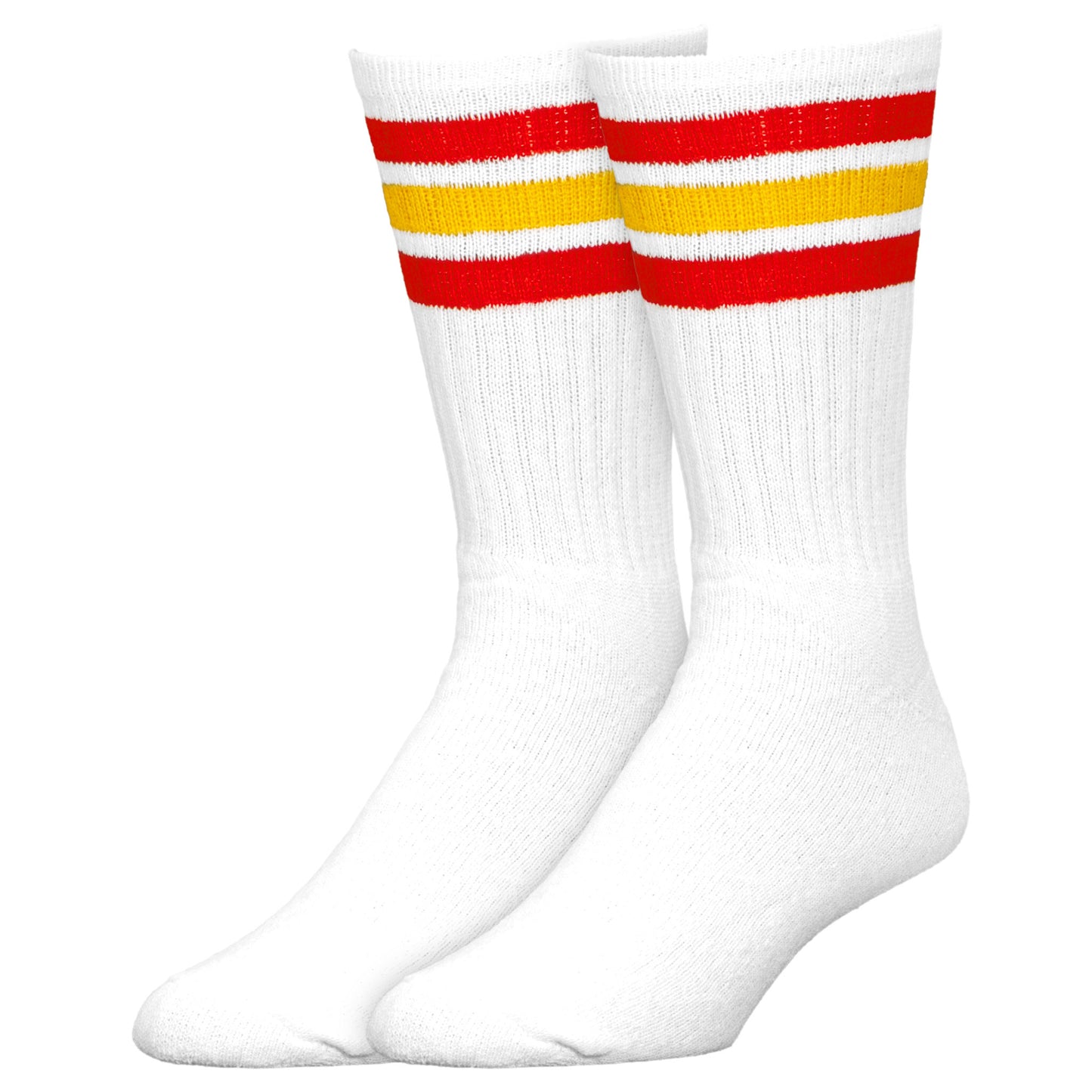 Team Spirit Striped Crew Socks (2pr) - Red/Gold
