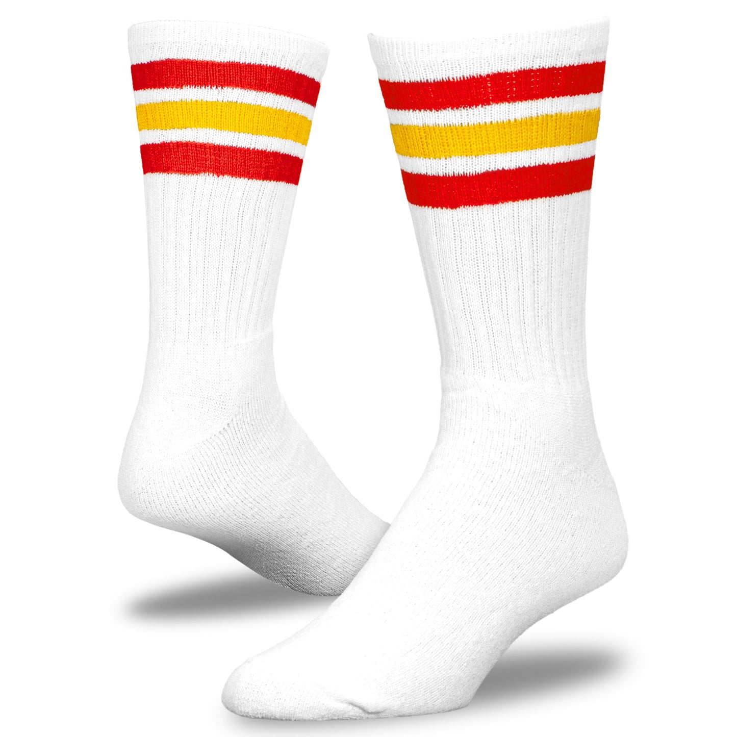 Team Spirit Striped Crew Socks (2pr) - Red/Gold