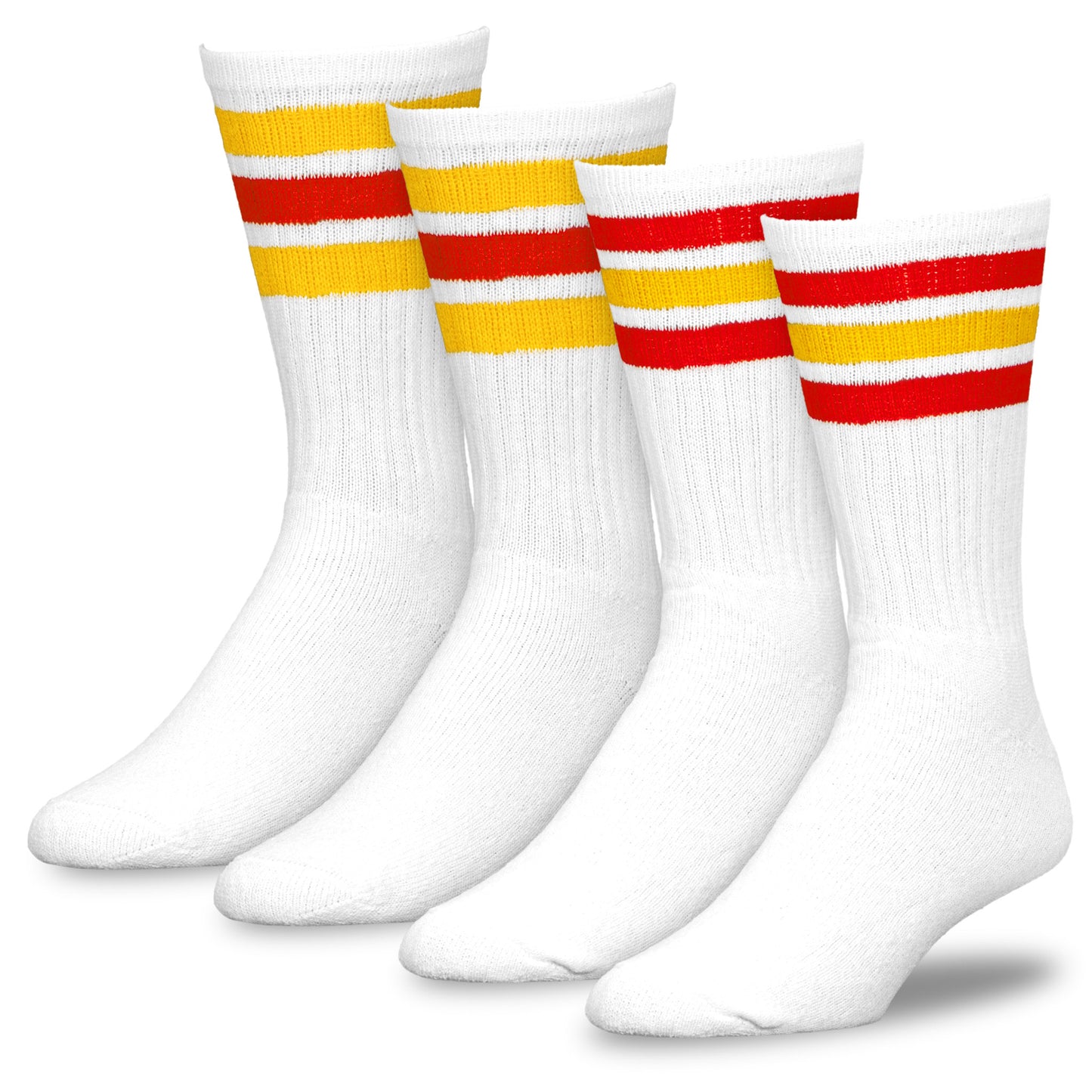 Team Spirit Striped Crew Socks (2pr) - Red/Gold