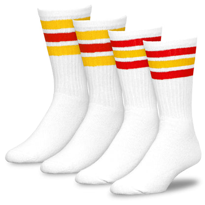 Team Spirit Striped Crew Socks (2pr) - Red/Gold