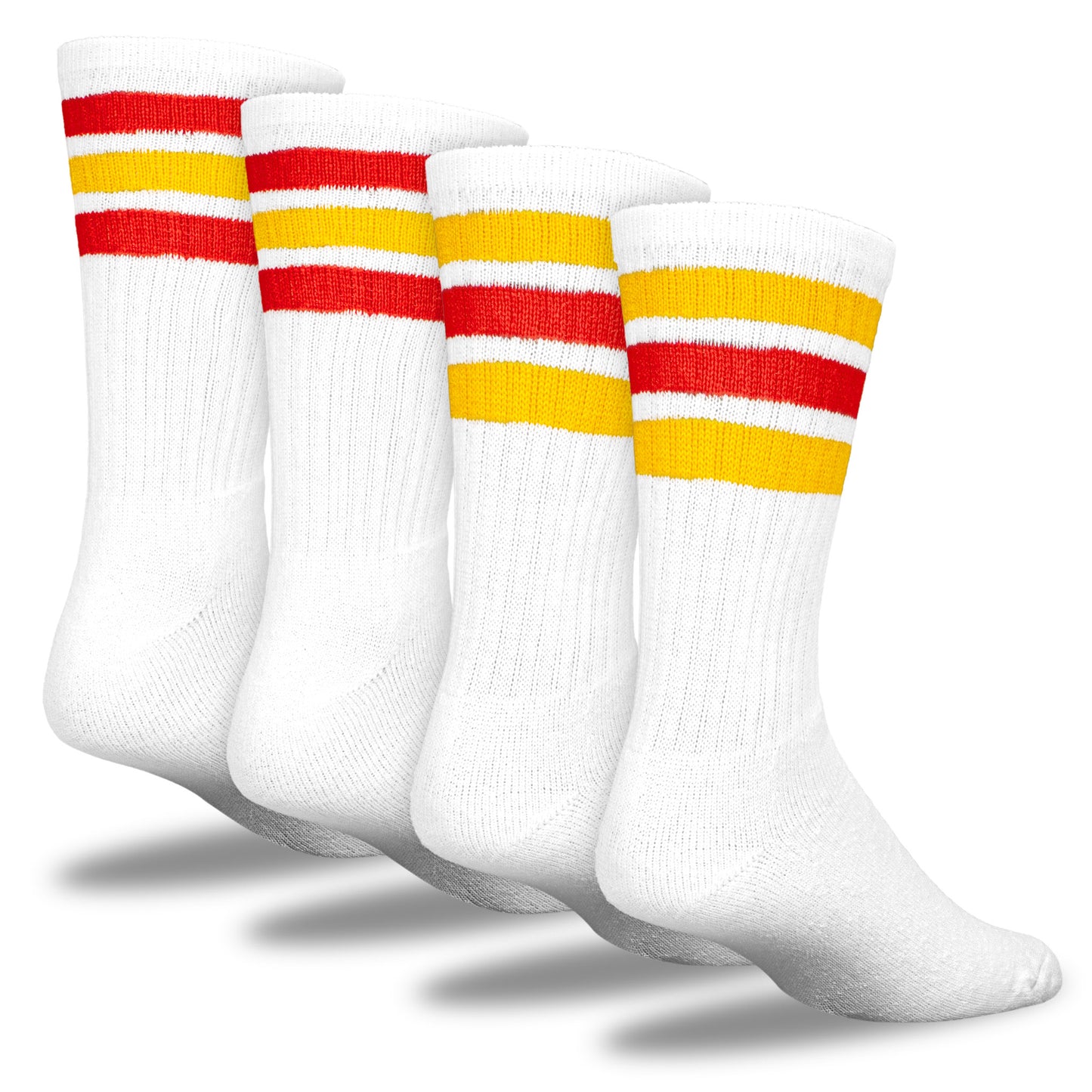 Team Spirit Striped Crew Socks (2pr) - Red/Gold