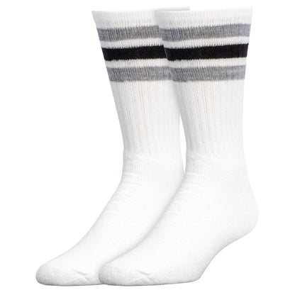 Team Spirit Striped Crew Socks (2pr) - Black/Silver