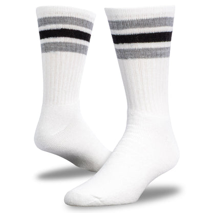 Team Spirit Striped Crew Socks (2pr) - Black/Silver