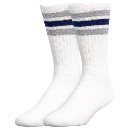 Team Spirit Striped Crew Socks (2pr) - Midnight Blue/Silver