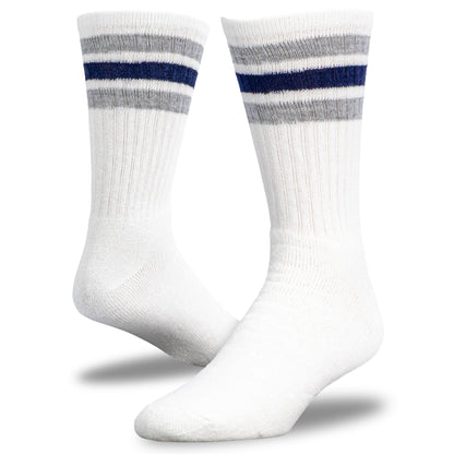 Team Spirit Striped Crew Socks (2pr) - Midnight Blue/Silver