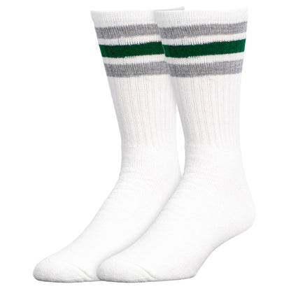 Team Spirit Striped Crew Socks (2pr) - Midnight Green/Silver