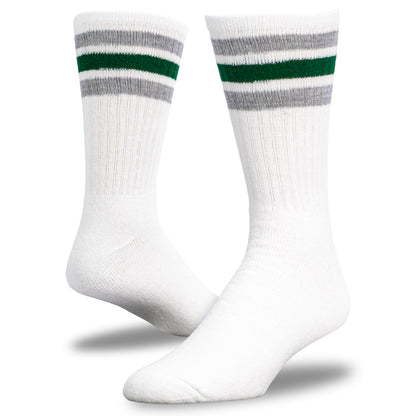Team Spirit Striped Crew Socks (2pr) - Midnight Green/Silver