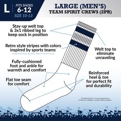 Team Spirit Striped Crew Socks (2pr) - Midnight Green/Silver