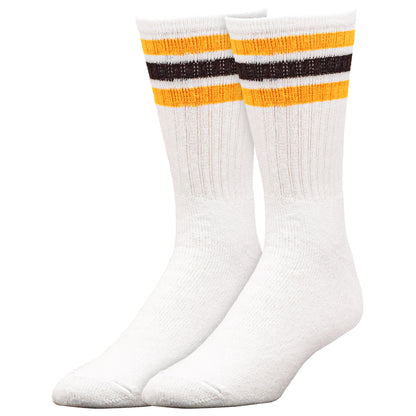 Team Spirit Striped Crew Socks (2pr) - Black/Gold