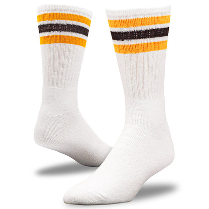 Team Spirit Striped Crew Socks (2pr) - Black/Gold