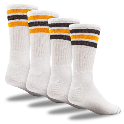 Team Spirit Striped Crew Socks (2pr) - Black/Gold