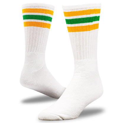 Team Spirit Striped Crew Socks (2pr) - Yellow/Green