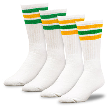 Team Spirit Striped Crew Socks (2pr) - Yellow/Green