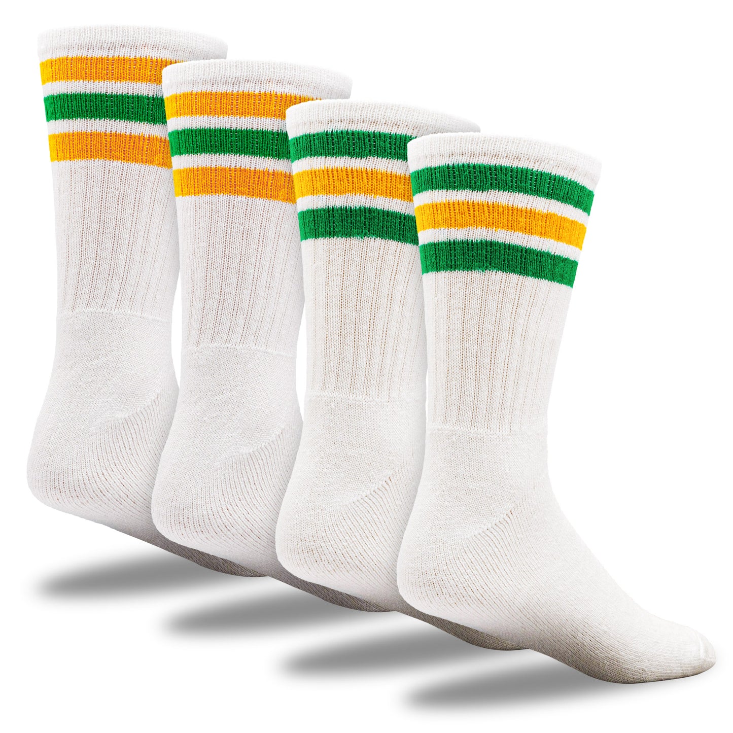 Team Spirit Striped Crew Socks (2pr) - Yellow/Green
