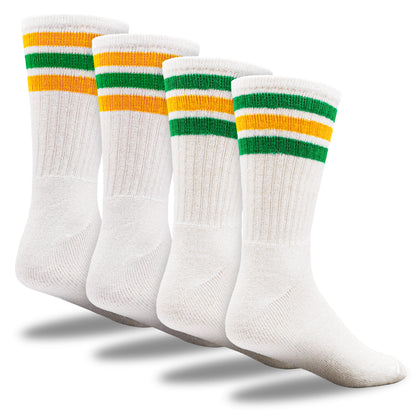 Team Spirit Striped Crew Socks (2pr) - Yellow/Green