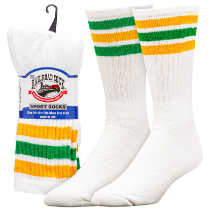 Team Spirit Striped Crew Socks (2pr) - Yellow/Green