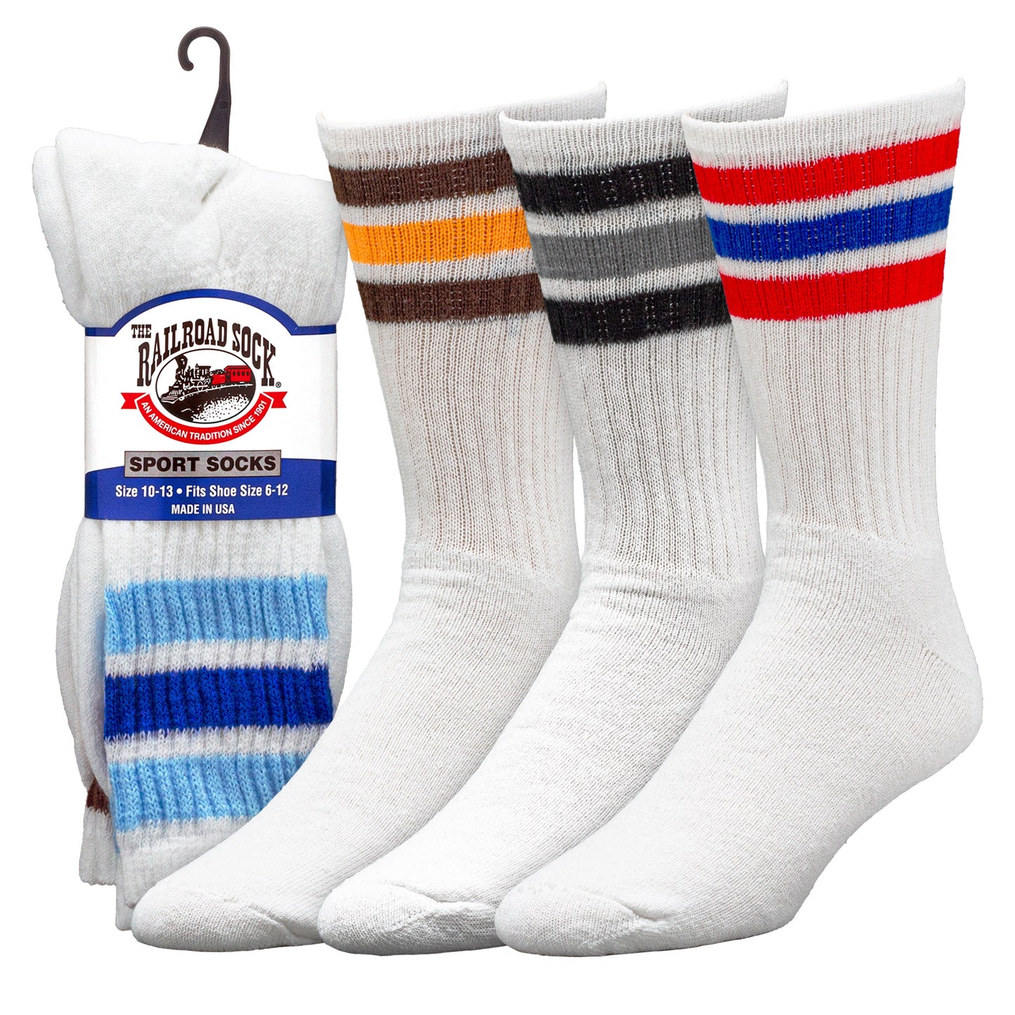 Men's "Americana" Striped Crew Socks (2pr)