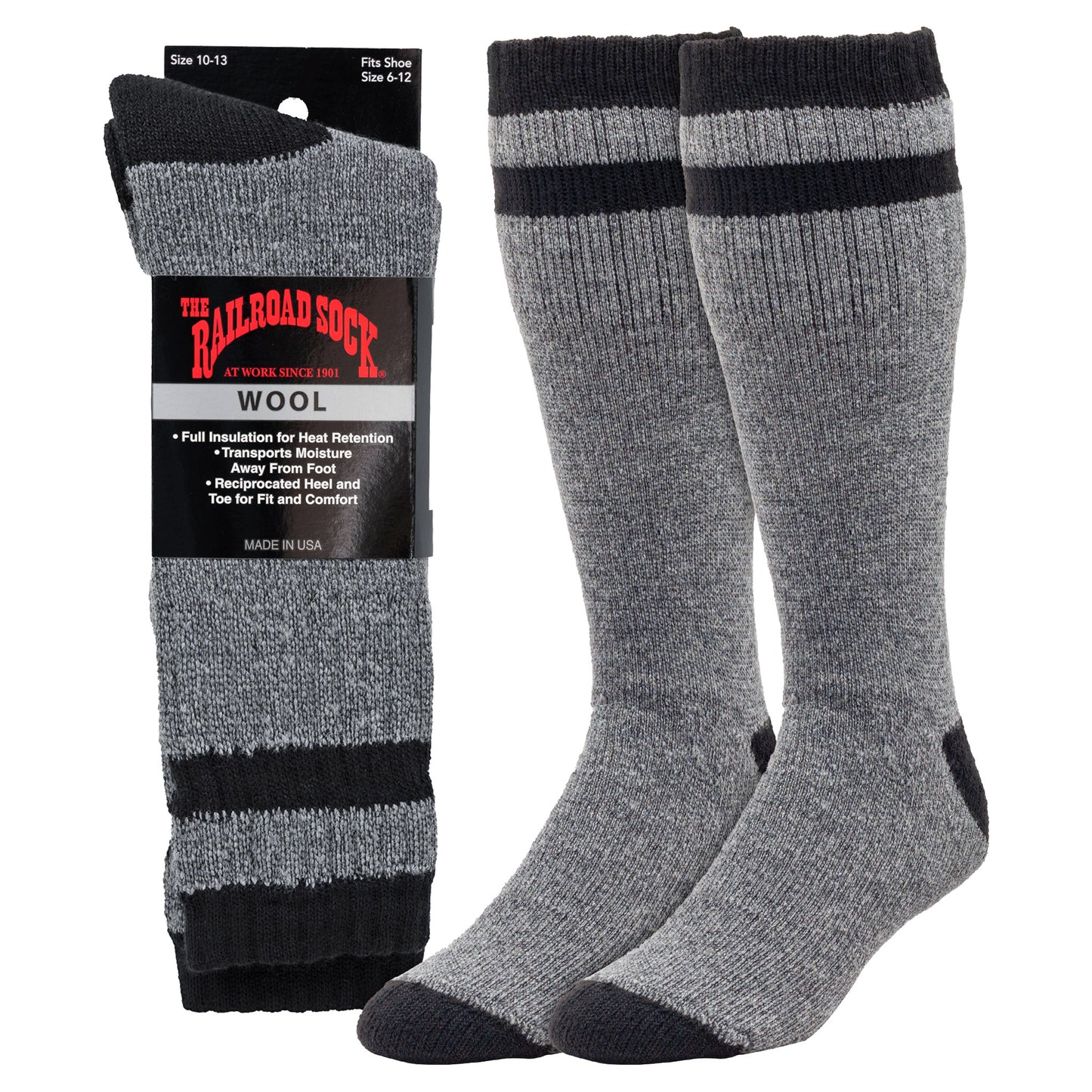 Men's Outdoor Striped Wool Boot Socks (1pr)