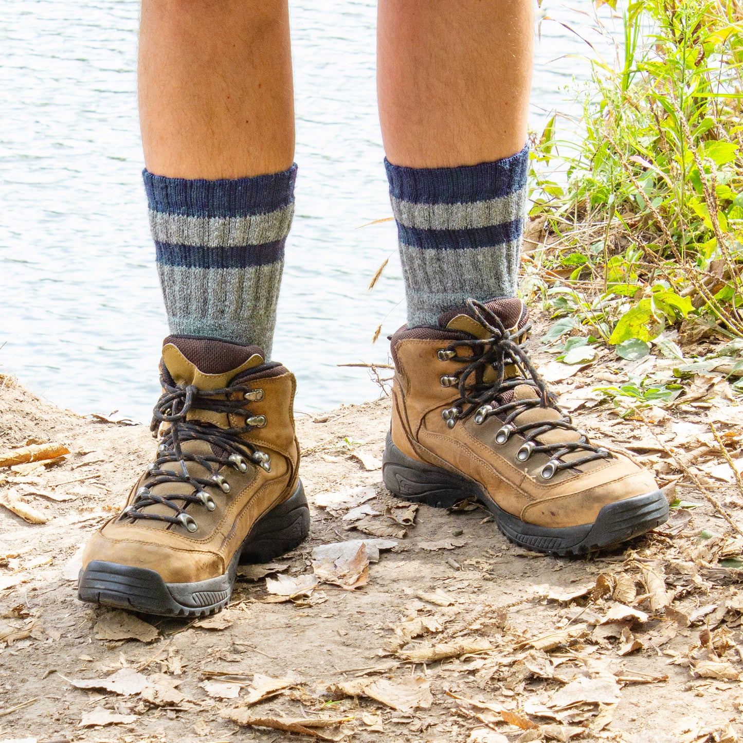 Men's Outdoor Striped Wool Boot Socks (1pr)