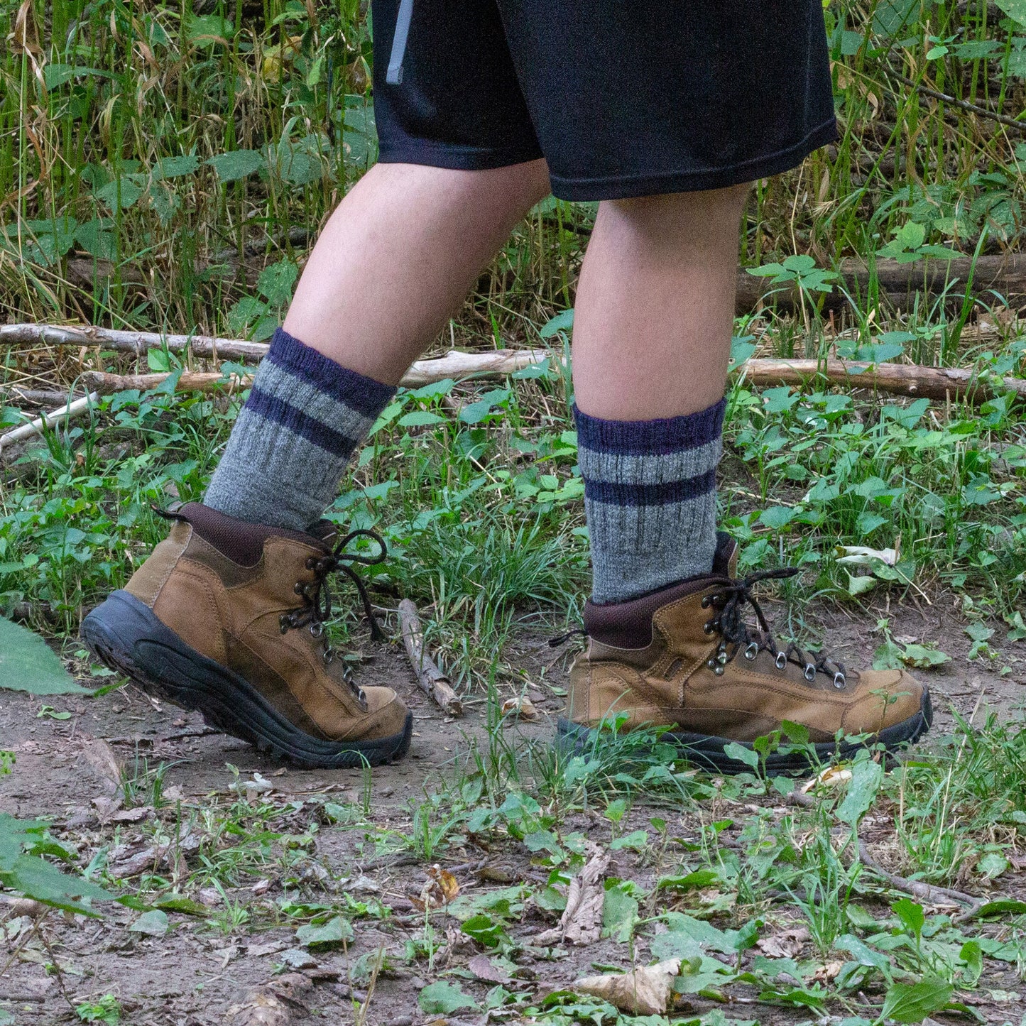 Men's Outdoor Striped Wool Boot Socks (1pr)