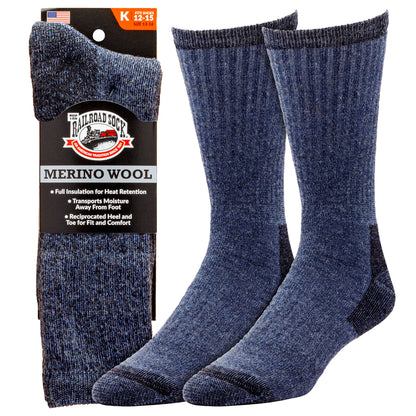 King Size Merino Wool Crew Socks (1pr)