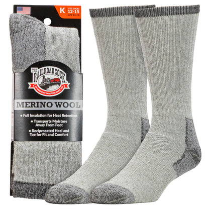 King Size Merino Wool Crew Socks (1pr)