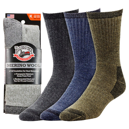 King Size Merino Wool Crew Socks (1pr)