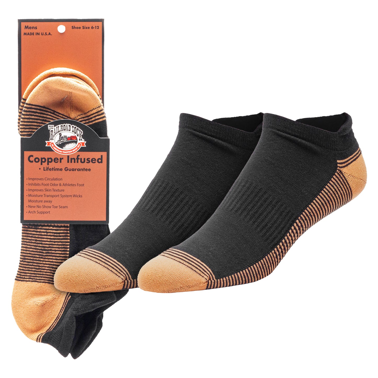 Men's Copper Infused No Show Socks (2pr)