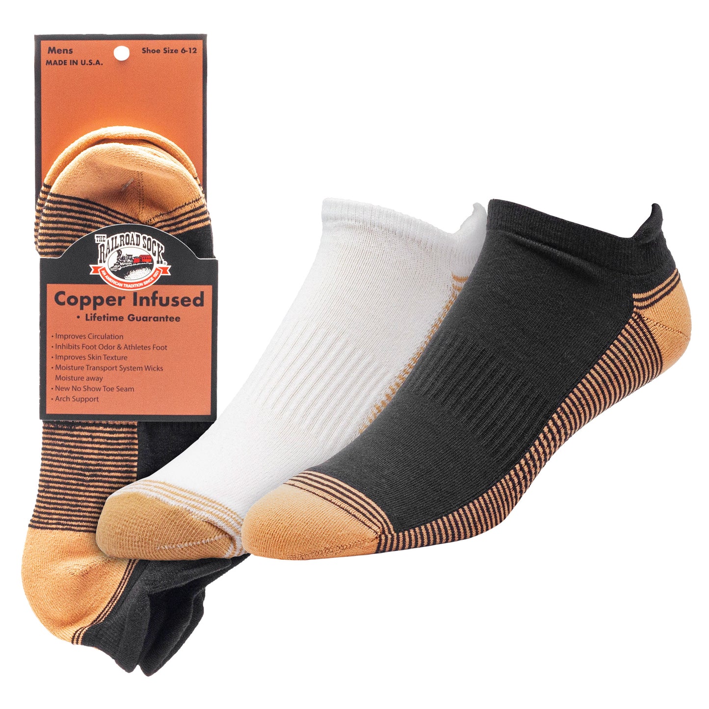 Men's Copper Infused No Show Socks (2pr)