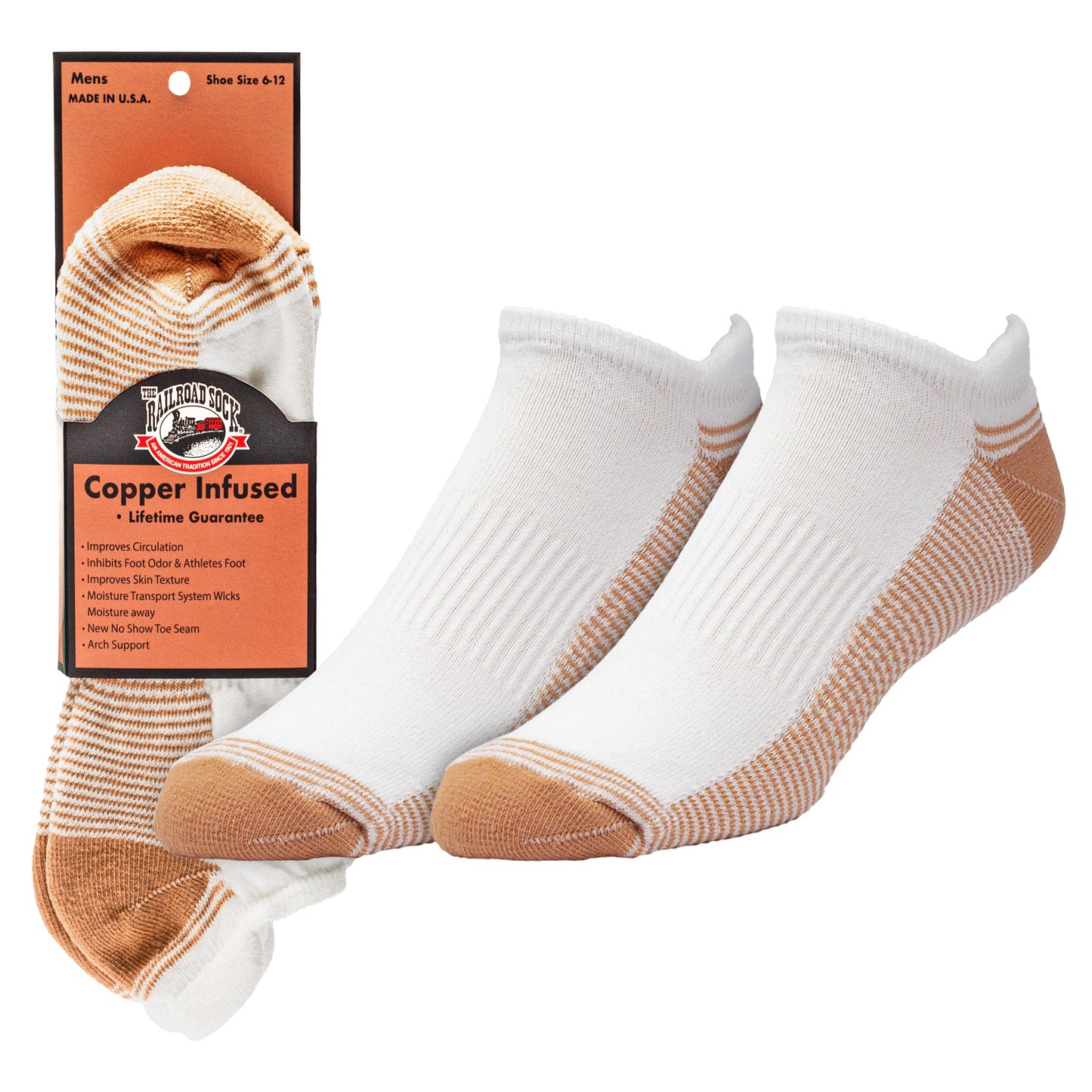 Men's Copper Infused No Show Socks (2pr)