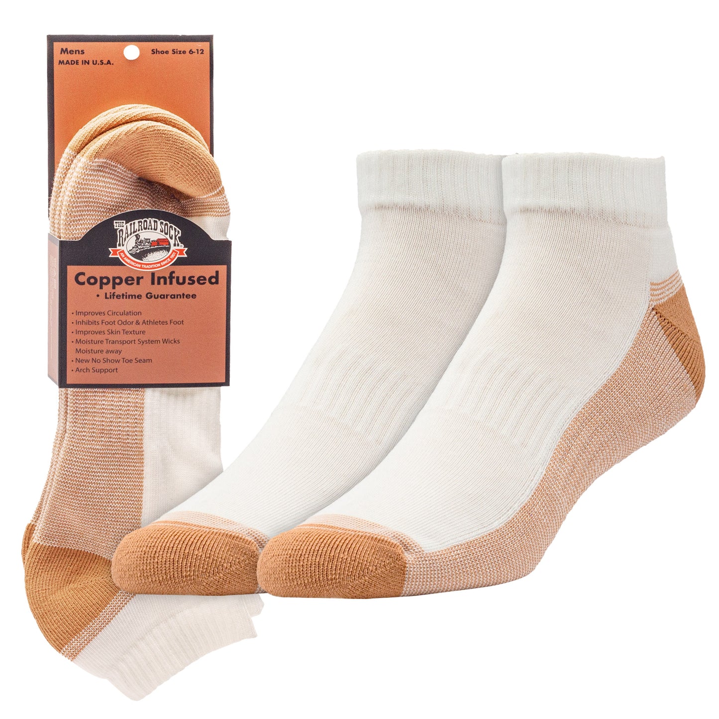 Men's Copper Infused Quarter Socks (2pr)
