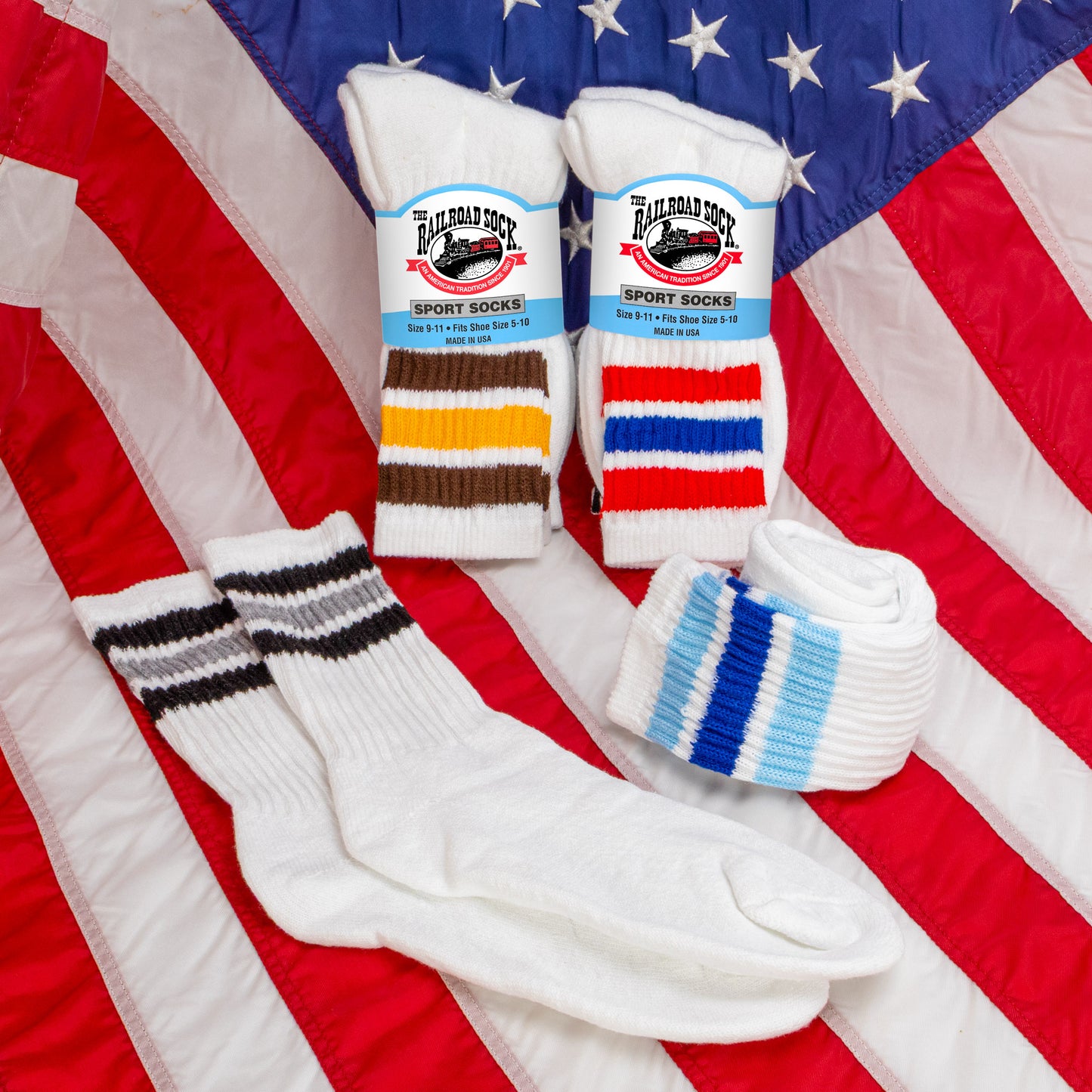 Women's "Americana" Striped Crew Socks
