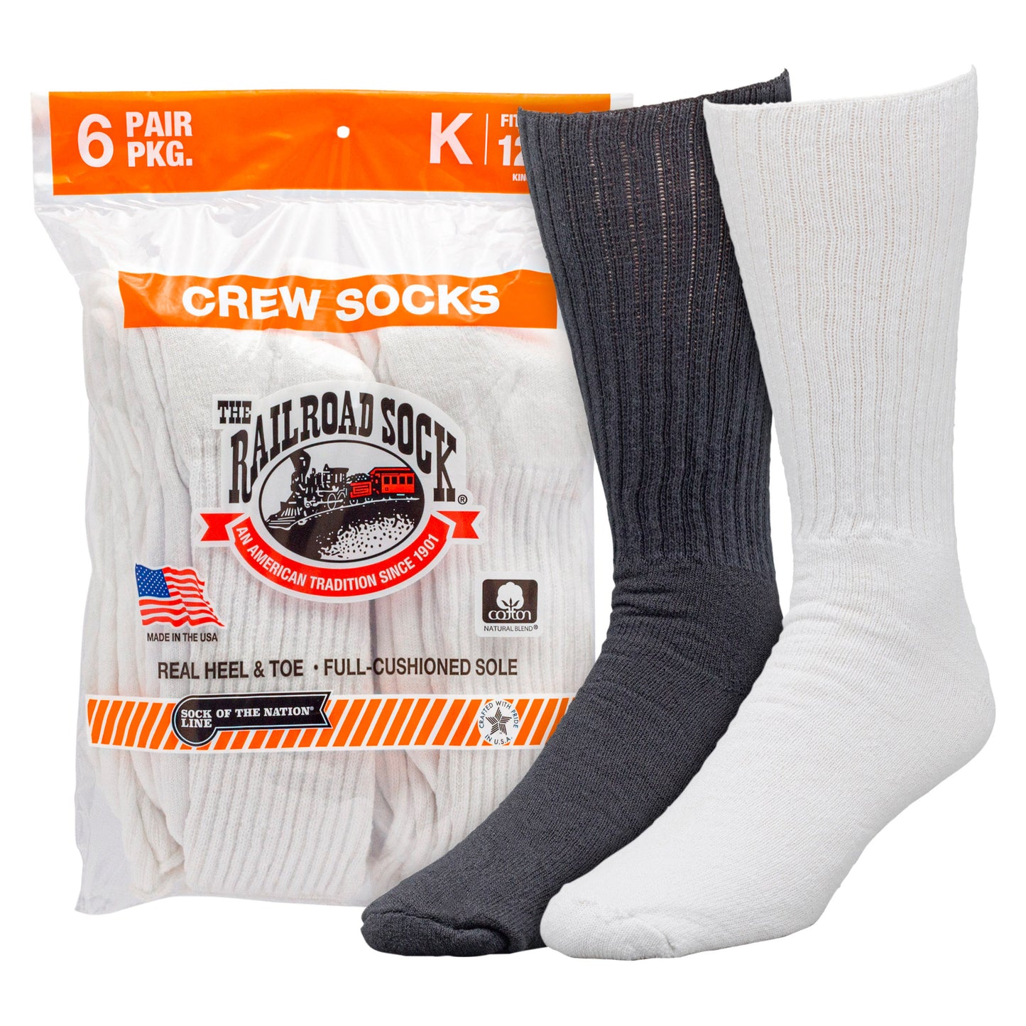 King Size Crew Socks (6pr Bag)
