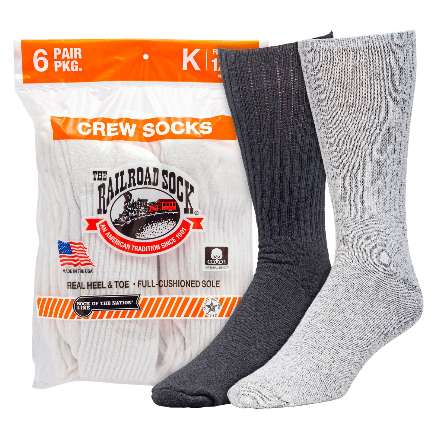 King Size Crew Socks (6pr Bag)
