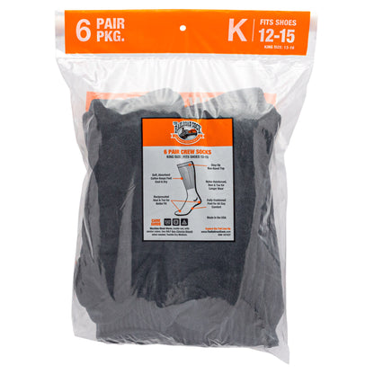 King Size Crew Socks (6pr Bag)
